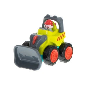 Mini buldozer pentru copii, verde lime cu gri antracit, 6.7 x 5.5 x 4 cm, utilaj de constructie cu lama mobila, roti mobile, ambalaj PVC - Img 5