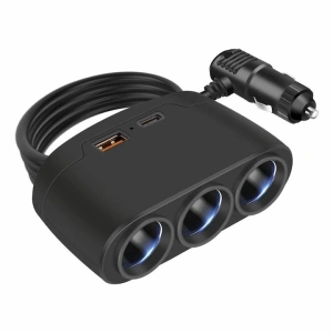 Multiplicator bricheta auto, 3 iesiri, 1 x USB, 1 x USB-C, 120 W, 12 - 24V, negru - Img 5