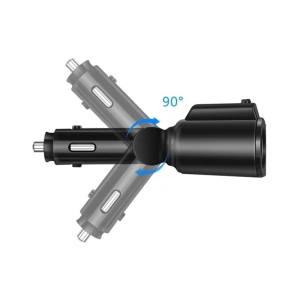 Multiplicator bricheta auto, modulator FM, Bluetooth, Handsfree, 2 x USB, 4.8A - Negru - Img 5