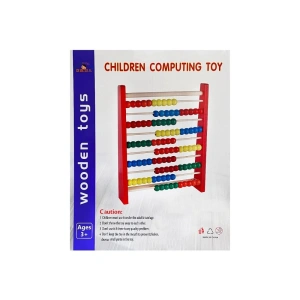 Numaratoare educativa din lemn pentru copii, 10 randuri, 100 bile colorate, 30x24x5 cm - Img 4