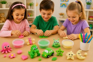 Pachet multicolor pentru modelaj creativ, alb luminos, verde neon si roz neon, 3 recipiente x 18 g - Img 12