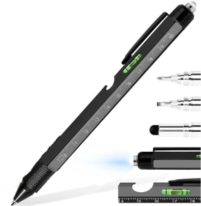 Pix multifunctional, 9 in 1, rigla, surubelnita, suport telefon, LED, negru - Img 4