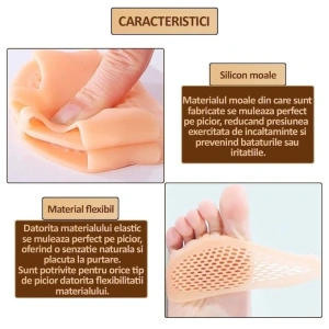 Protectii din silicon pentru picioare, previn durerile si bataturile, lavabile, reutilizabile, anti-alunecare, elastice, potrivite pentru orice incaltaminte, marime universala, crem - Img 2