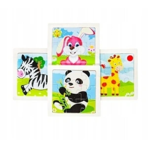 Puzzle educativ cu suport din lemn, set 4 modele animale, 11 x 11 cm, 9 piese fiecare, joc de logica si asociere pentru copii 3+ ani - Img 9