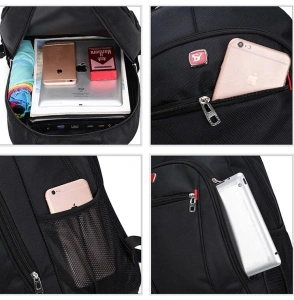 Rucsac barbati laptop impermeabil, antifurt, compartiment mare, material Oxford poliester nylon, ergonomic, scoala business calatorii, negru - Img 6