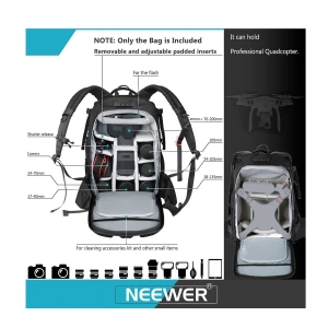 Rucsac foto profesional impermeabil pentru aparat DSLR, mirrorless si accesorii, compartimente modulare, protectie antifurt, negru - Img 5