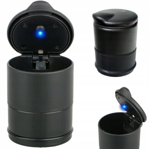 Scrumiera auto universala cu LED, 7 x 9 cm, neagra - design elegant, iluminare automata si functionalitate moderna pentru orice masina