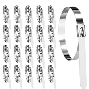 Set 100 coliere metalice inox 150 mm, bride autoblocante din otel inoxidabil pentru prinderea cablurilor, furtunurilor si tevilor, rezistente la rugina, uz profesional - Img 9