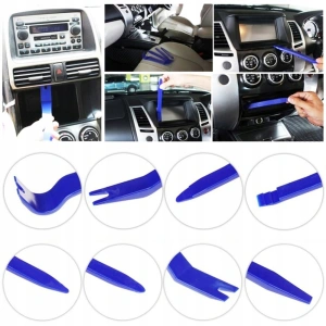 Set 12 unelte pentru demontare tapiterie auto, extractoare clipsuri si ornamente, plastic si metal, albastru, cu husa pentru organizare - Img 3