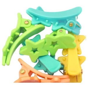 Set 18 elastice par 1.5 cm si 5 cleme mini model steluta, cutie organizator transparenta, multicolor - Img 5