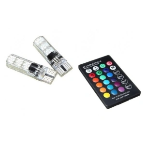 Set 2 becuri auto, LED, T10, RGB, 12V, telecomanda inclusa - Img 5