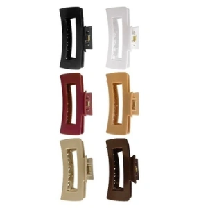 Set 2 clame par, culori variate 10.3 x 5 cm, selectate aleatoriu, clesti lati din plastic rigid cu dinti curbati si arc metalic, pentru par lung, gros si voluminos - Img 8