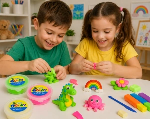 Set 2 culori plastilina neon pentru proiecte artistice, verde neon si roz neon, 2 x 18 g - Img 10