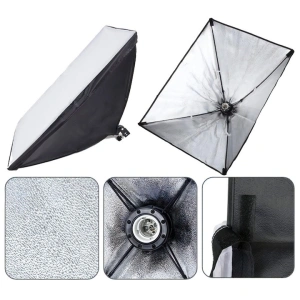 Set 2 lampi softbox pentru studio foto-video, 50 x 70 cm, cu 2 trepiede reglabile pana la 200 cm, 2 becuri 150W 5500K, husa transport inclusa - Img 2