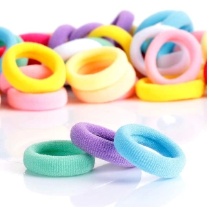 Set 25 elastice textile 1,5 cm si 16 cleme mini model ursulet, cutie organizator transparenta, multicolor - Img 5