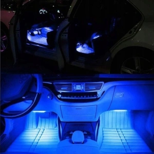 Set 4 benzi LED RGB pentru iluminarea interioara a masinii, cu telecomanda, 8 culori, 12 LED-uri pe banda - efecte luminoase ambientale - Img 9