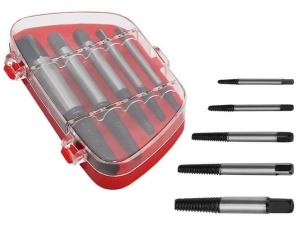 Set 5 suruburi extractoare pentru filete uzate,suruburi rupte cu carcasa depozitare inclusa - Img 1