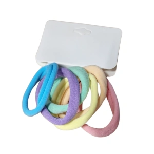 Set 6 elastice par textile multicolore diametru 5 cm pentru prindere par femei si copii, elastice par moi colorate - Img 1