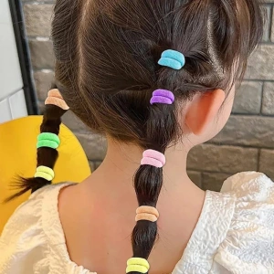 Set accesorii par copii cu cutie organizator, 26 elastice textile 2 cm, 80 elastice cauciuc multicolore si 5 cleme floricele 0.8 cm - Img 9