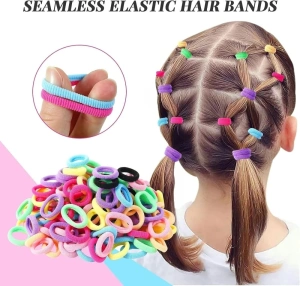 Set accesorii par copii cu elastice textile si elastice cauciuc multicolore, 5 cleme steluta si cutie organizator transparenta - Img 4