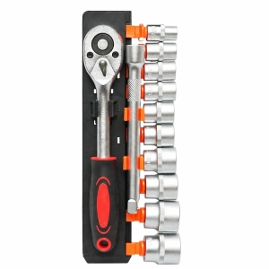 Set chei tubulare 12 piese 3/8 inch, 10-24 mm, cu clichet reversibil si prelungitor 150 mm, crom vanadiu, pentru reparatii auto si bricolaj - Img 3