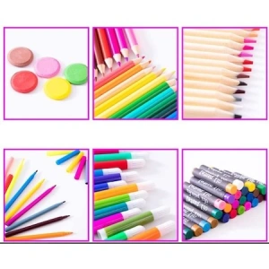 Set complet de copii pentru desenat,colorat,pictat,258 piese,trusa depozitare inclusa - Negru - Img 2