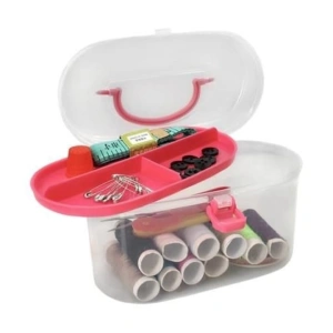 Set de croitorie, 43 articole pentru coasere si reparatii textile, cu cutie depozitare cu capac, multicolor