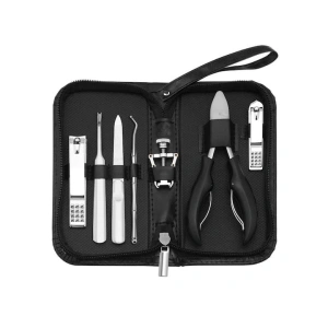 Set elegant de manichiură și pedichiură, cu husă neagră pentru depozitare - 7 accesorii de îngrijire completă, pentru unghii perfecte oriunde