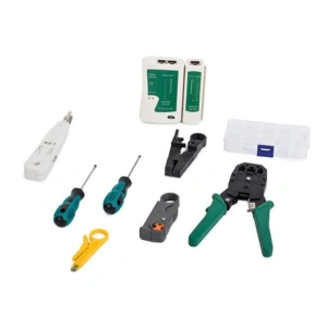 Set instrumente pentru retea LAN cu tester RJ45/RJ11, cleste sertizare 4/6/8P, stripper, push-in LSA, mufe RJ45, taietoare cablu si husa depozitare - pentru instalare si reparatii - Img 6