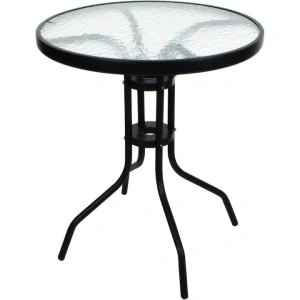 Set mobilier gradina, masa rotunda si 2 scaune, metal/sticla, pentru balcon, terasa, exterior, negru - Img 4