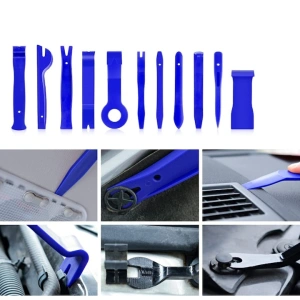 Set profesional 11 chei extractoare pentru demontarea tapiteriei auto si a radioului, material plastic rezistent, 11 piese, culoare albastra - Img 2