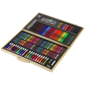 Set,trusa completa pentru copii,desenat,colorat si pictat,180 piese,trusa din lemn - Multicolor - Img 2