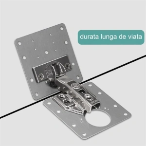Set universal pentru consolidarea balamalelor de mobilier, 4 placi inox 9 x 9 cm, reparatie rapida pentru dulapuri si usi - Img 12