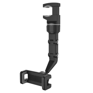 Suport auto pentru telefon, montare pe oglinda retrovizoare, latime reglabila 5-10 cm, rotativ 360°, negru - Img 9