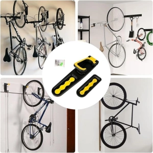 Suport pentru bicicleta, montare pe perete, 35 cm, negru/galben - Img 6