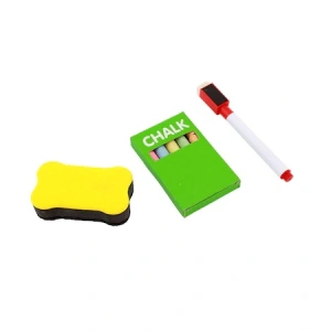 Tabla magnetica de scris pentru copii cu 2 fete,ceas,crete,marker,burete,inaltime totala 67 cm - Img 3