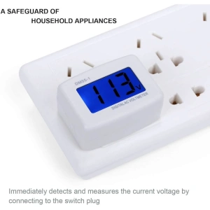 Tester de tensiune, voltmetru digital pentru uz casnic, cu stecher pentru priza inclus, 80-300V - Alb - Img 6