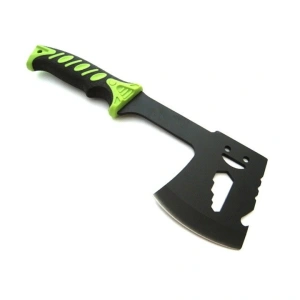 Topor multifunctional, pentru camping, drumetii, 30 cm, verde, husa inclusa - Img 6