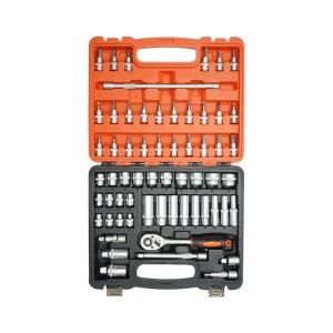 Trusa chei tubulare si biti 3/8 set complet 61 piese cu clichet, extensii si accesorii, pentru mecanica auto si bricolaj - Img 5