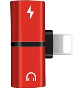 Adaptor Lightning 2 in 1, rosu, splitter pentru incarcare si casti audio, conector dual compact pentru telefon, utilizare simultana audio si alimentare - Img 5