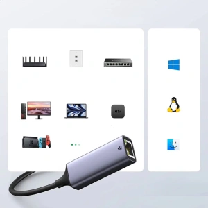 Adaptor USB-RJ45, Ethernet, 1000 Mbps, USB 3.0/2.0, Plug&Play, aluminiu, pentru tableta, PC, laptop, argintiu, 2.3 x 15.8 cm - Img 12