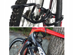 Antifurt bicicleta cu cheie, cablu din otel 120 cm, suport de montare pe cadru inclus, invelis PVC protector, sistem blocare rapida, negru - Img 5