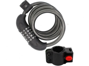 Antifurt cu cifru, suport de atasare pentru bicicleta, otel/PVC, lungime cablu 120 cm, negru