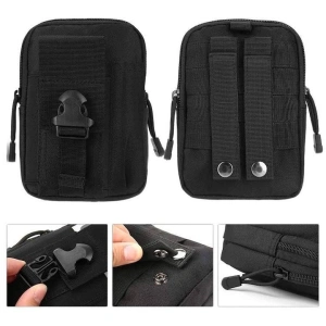 Borseta tactica pentru talie multifunctionala 1L, organizator EDC, poliester rezistent, impermeabila, neagra, 18 cm - Img 4