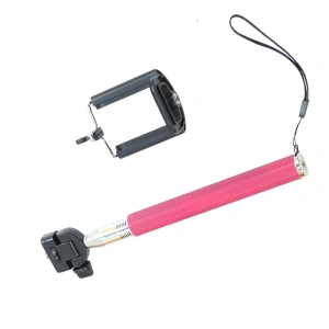 Brat telescopic cu filet universal 1/4 si suport reglabil pentru telefon - Roz