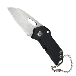 Breloc briceag pliabil multifunctional din metal, mini cutit EDC pentru chei, compact 5.3-8.8 cm, negru argintiu