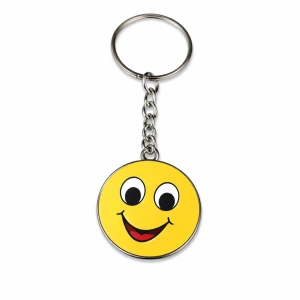 Breloc chei emoticon zambitor, metalic, galben, 9.8 x 3.8 cm, inel 2.6 cm, accesoriu decorativ