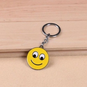 Breloc chei emoticon zambitor simplu, metalic, galben, 9.8 x 3.8 cm, inel 2.6 cm, accesoriu decorativ - Img 2