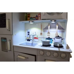 Bucatarie din lemn pentru copii,91x102 cm,2 becuri LED,sort de gatit - Alb - Img 4