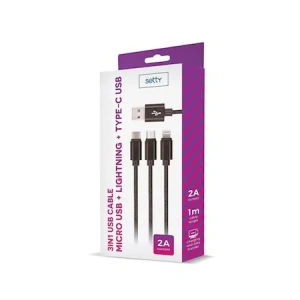 Cablu date si incarcare 3in1, incarcare rapida 100 cm - Negru - Img 2
